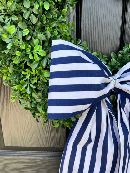 Navy and white stripe signature wreath sash monogram available