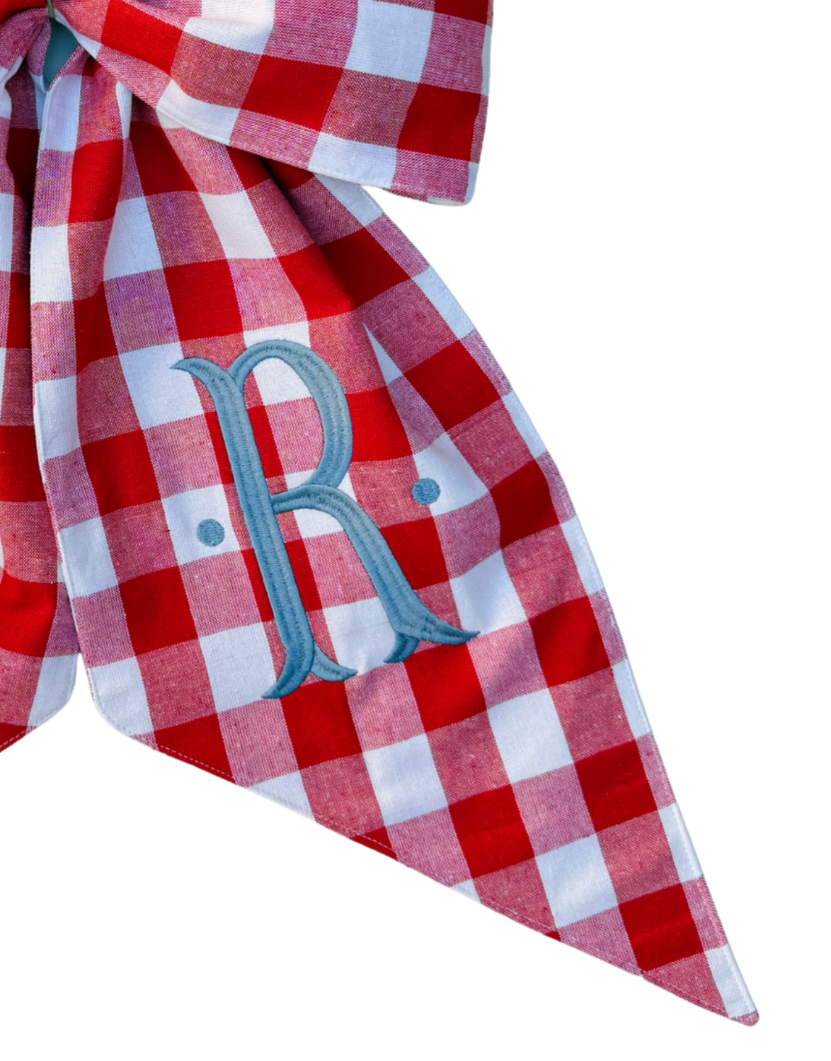 Red buffalo check wreath sash