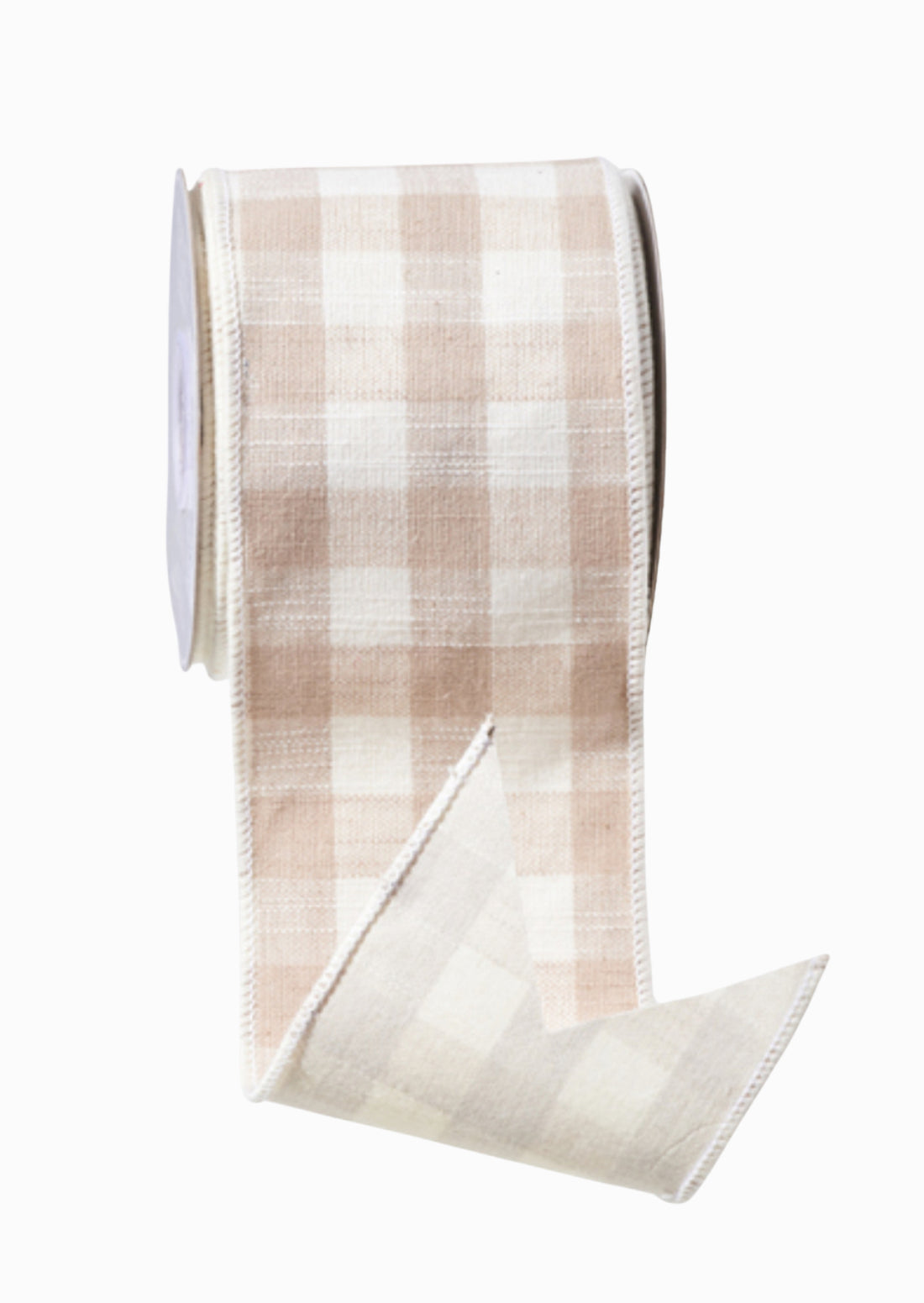 Beige gingham check ribbon