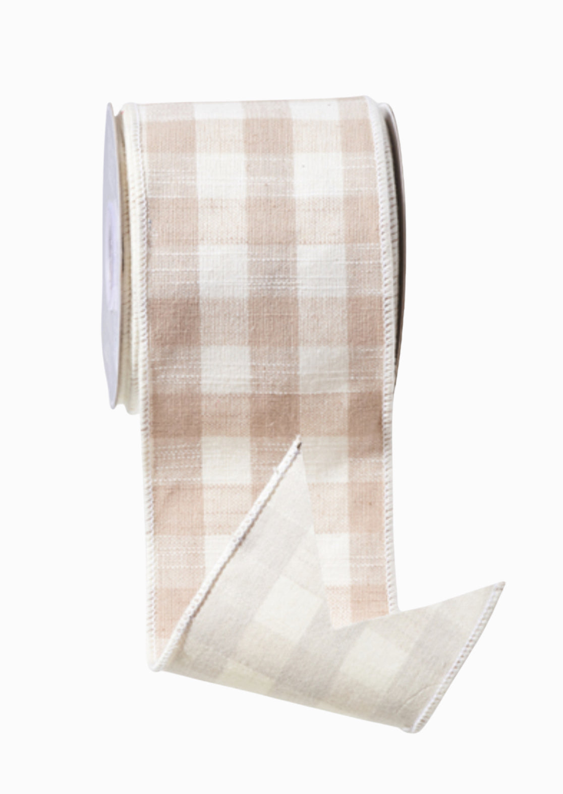 Beige gingham check ribbon