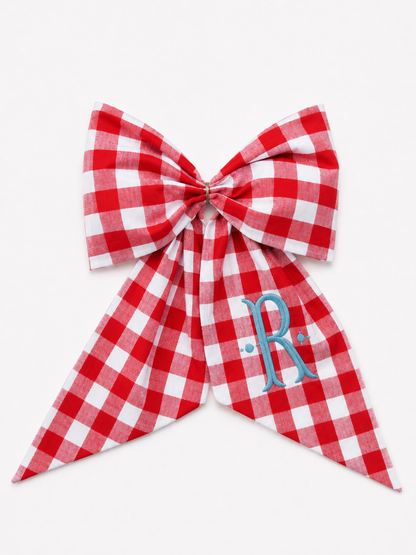 Red buffalo check wreath sash