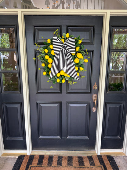 Black and white stripe signature wreath sash monogram available