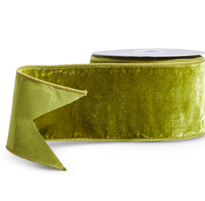 Apple green velvet wired ribbon