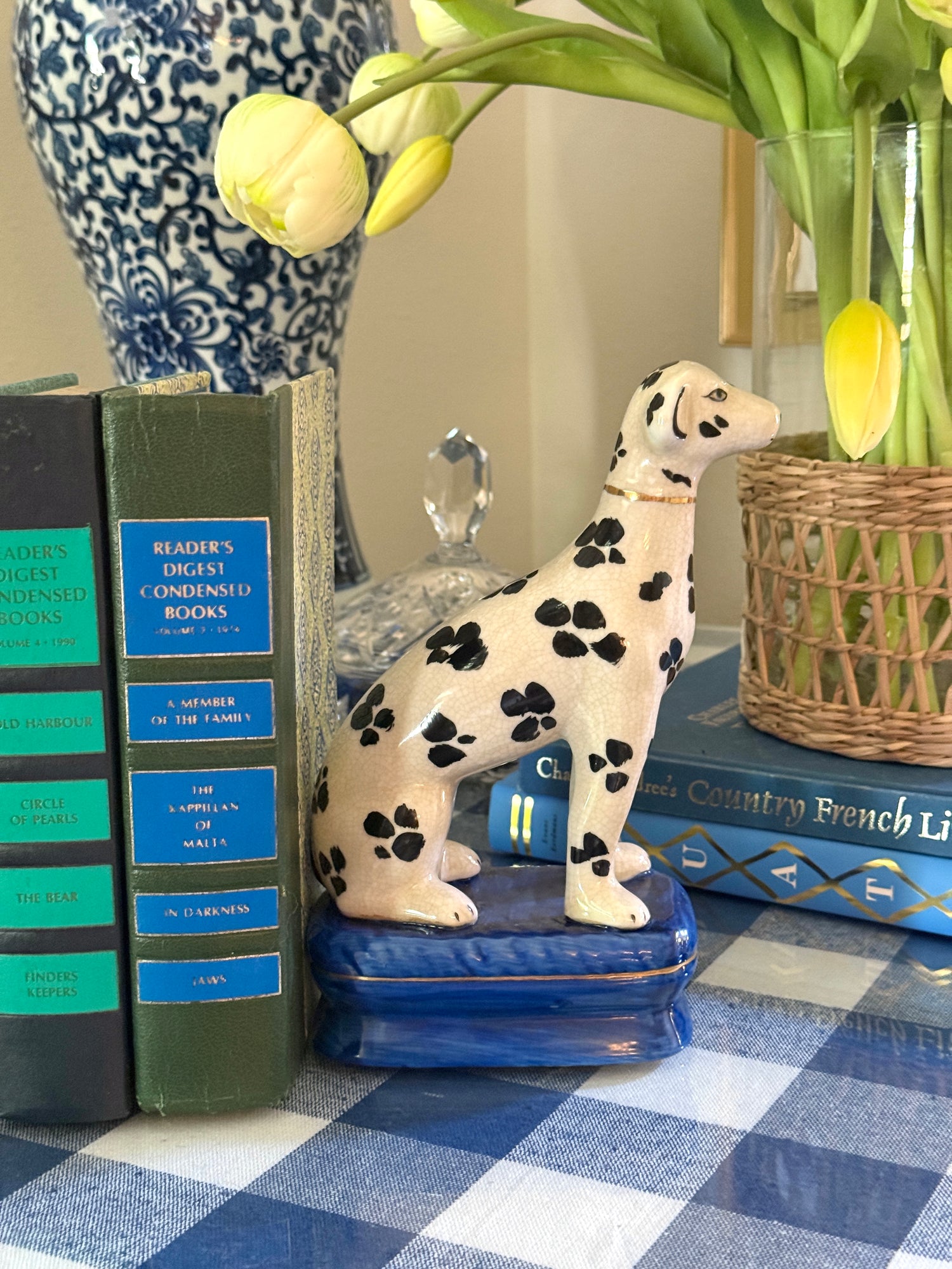 Staffordshire dogs porcelain whippet pair blue