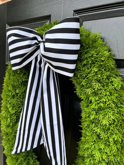 Black and white stripe signature wreath sash monogram available