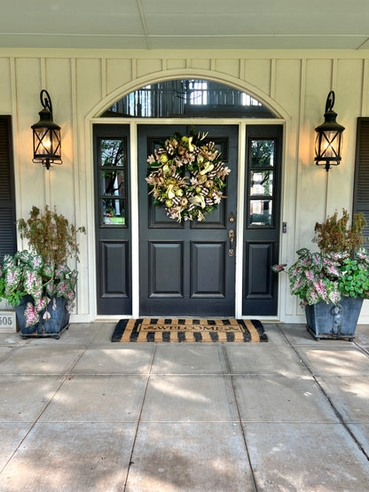 Pumpkin, gourd, and antler Fall wreath