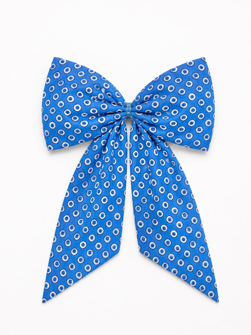 Blue French ditsy print signature wreath sash