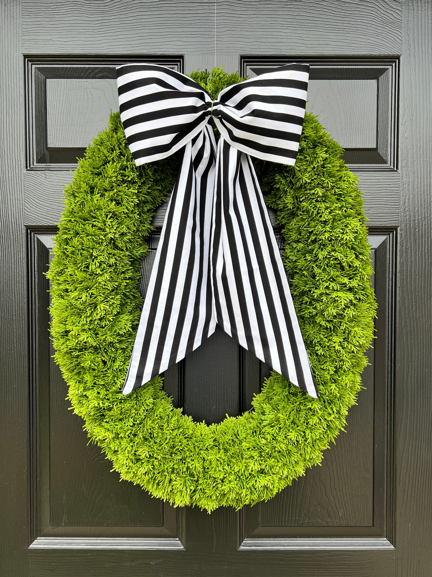 Black and white stripe signature wreath sash monogram available