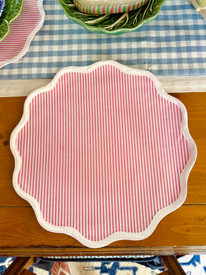 Pink striped scalloped placemats set of 4