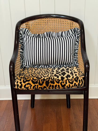 Black and white striped ruffle pillow cover, two sizes