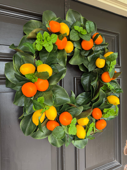 Simple citrus and magnolia wreath