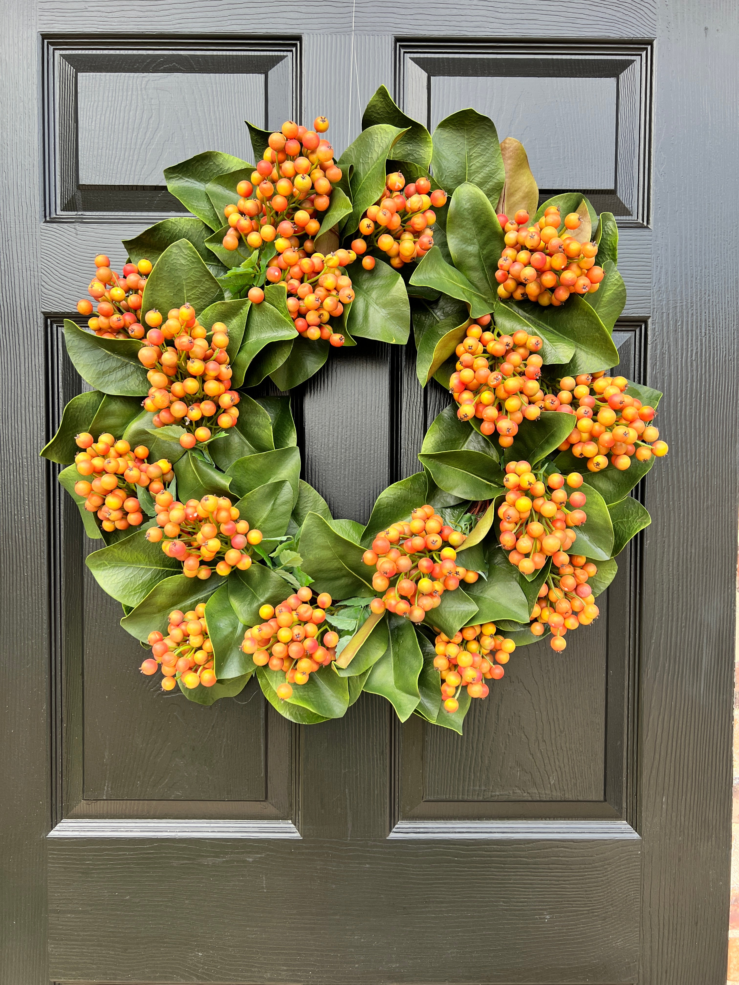 Fall berry and magnolia wreath