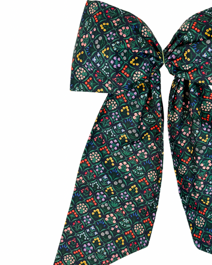 Navy floral lattice print signature wreath sash