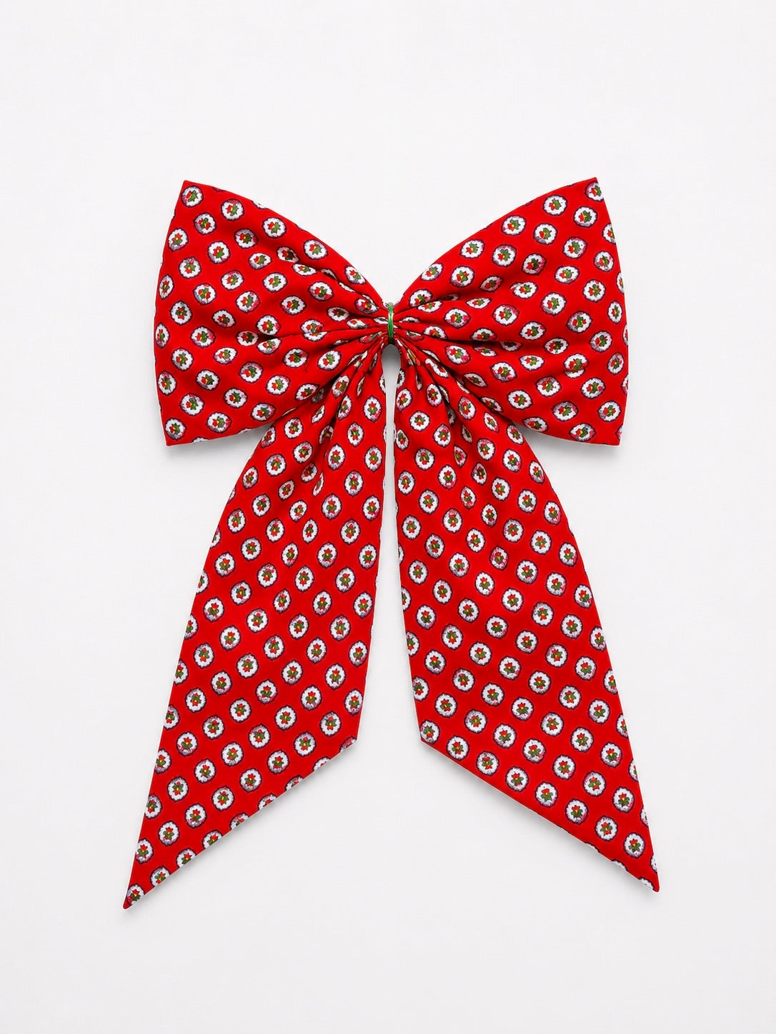 Red French ditsy print signature wreath sash