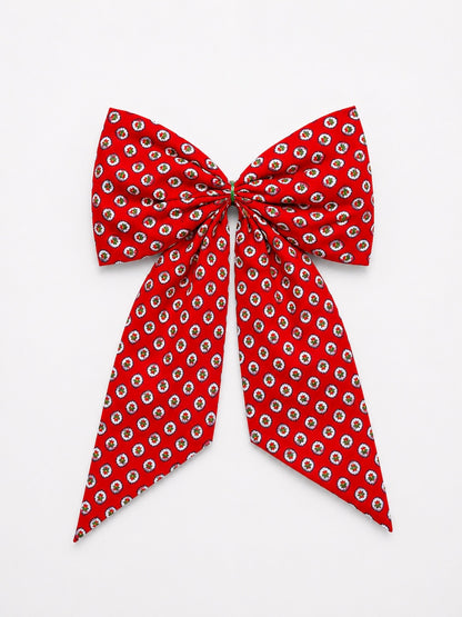 Red French ditsy print signature wreath sash