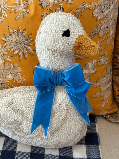 Hand hooked goose pillow