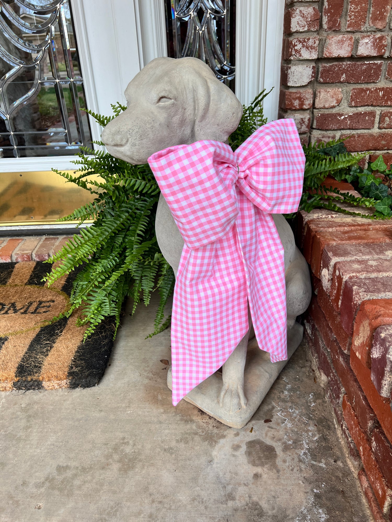 Pink gingham wreath sash