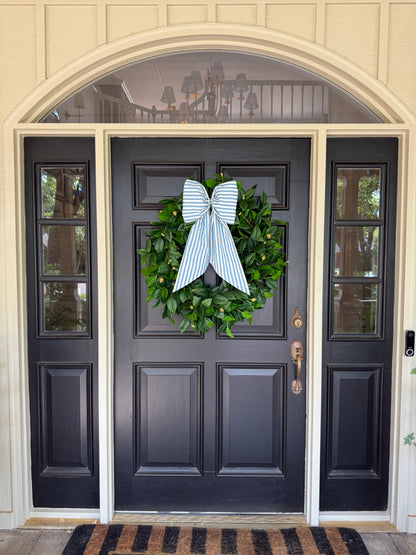 Hydrangea blue and white stripe signature wreath sash monogram available
