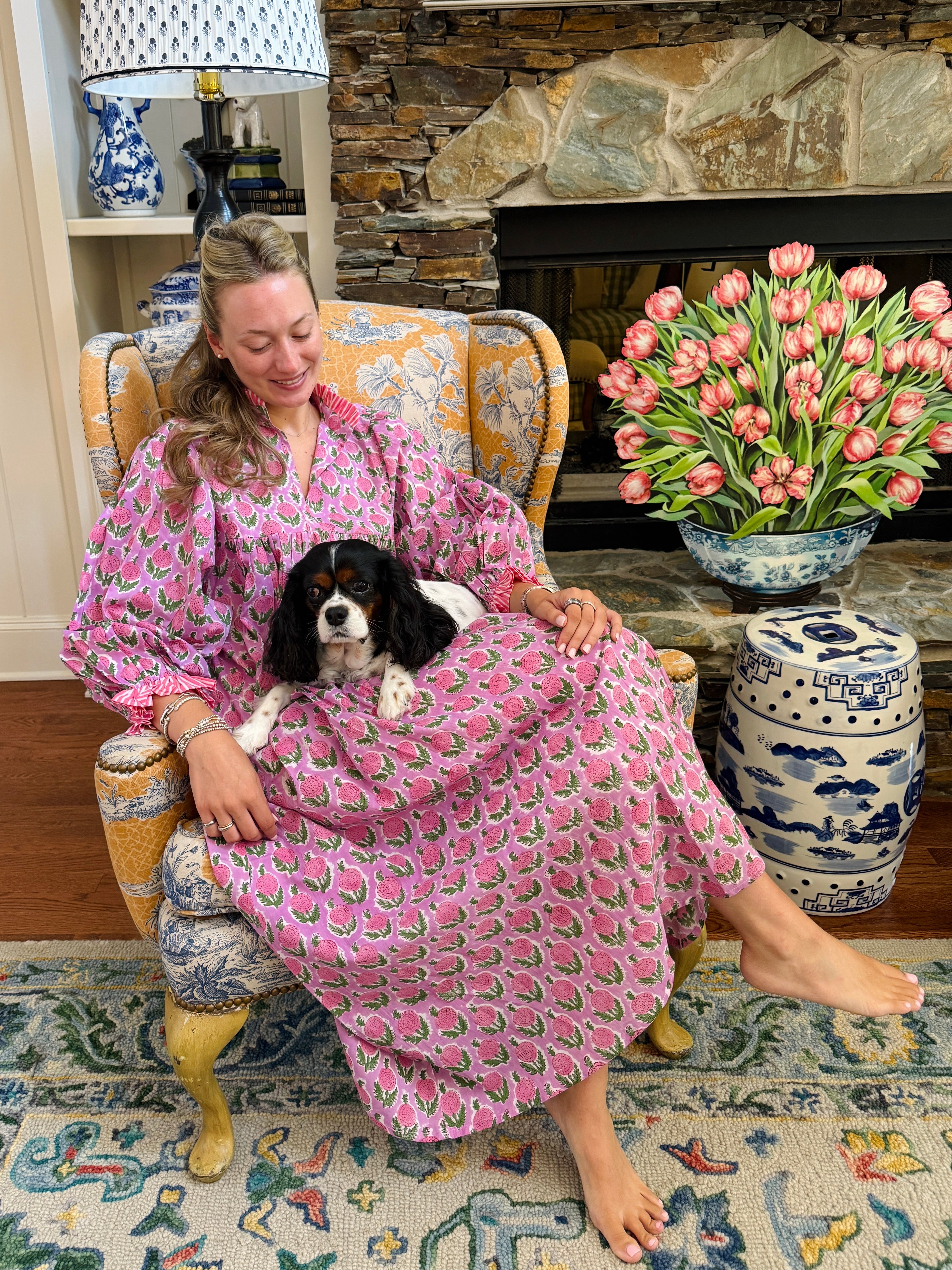 Lillie caftan maxi dress peony pink