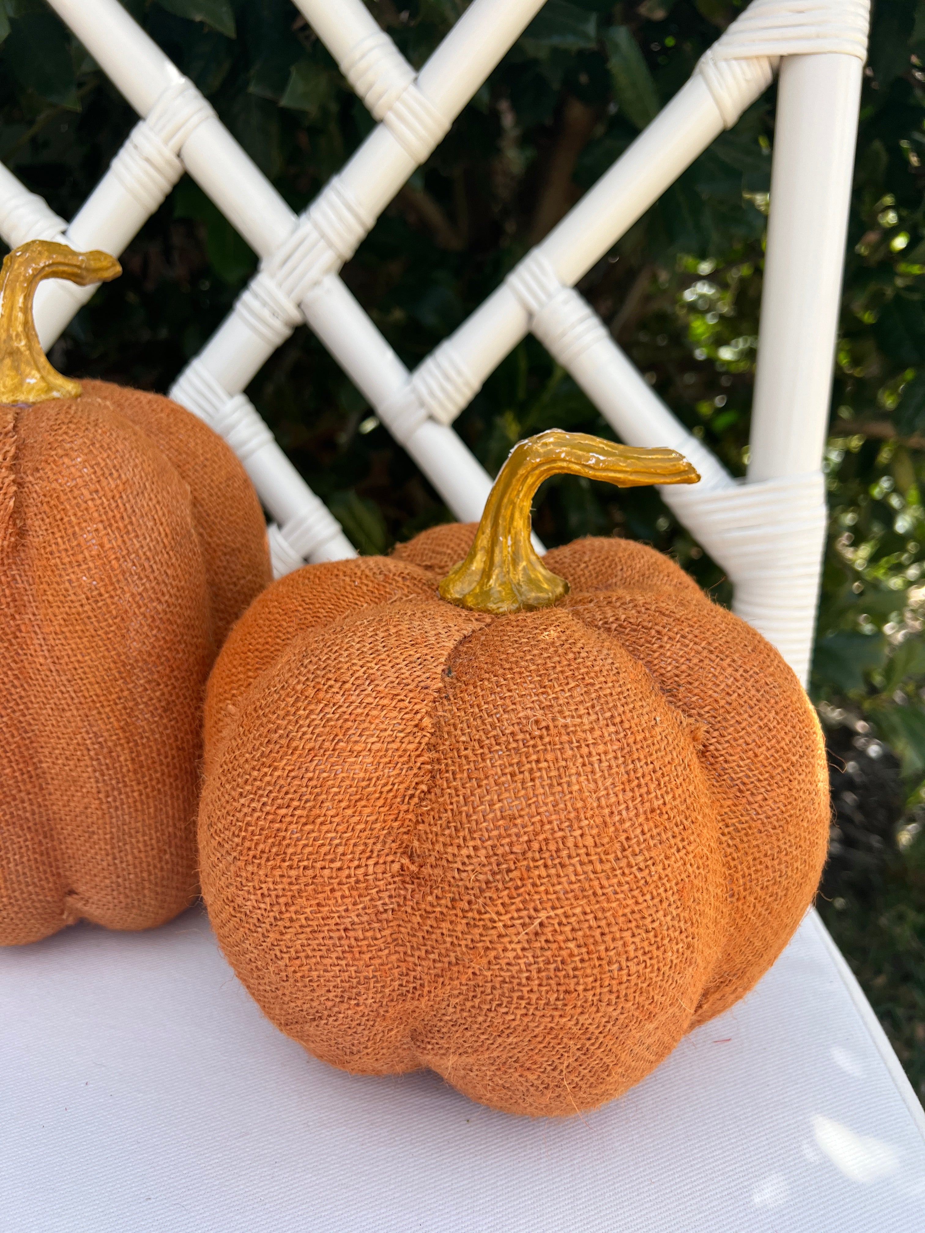 Orange burlap pumpkin set