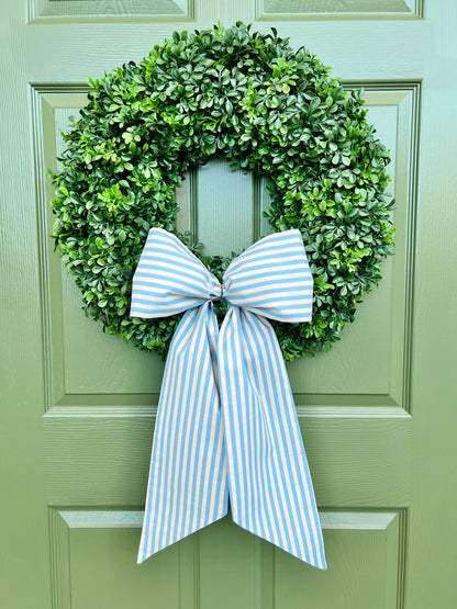 Blue and beige stripe print signature wreath sash