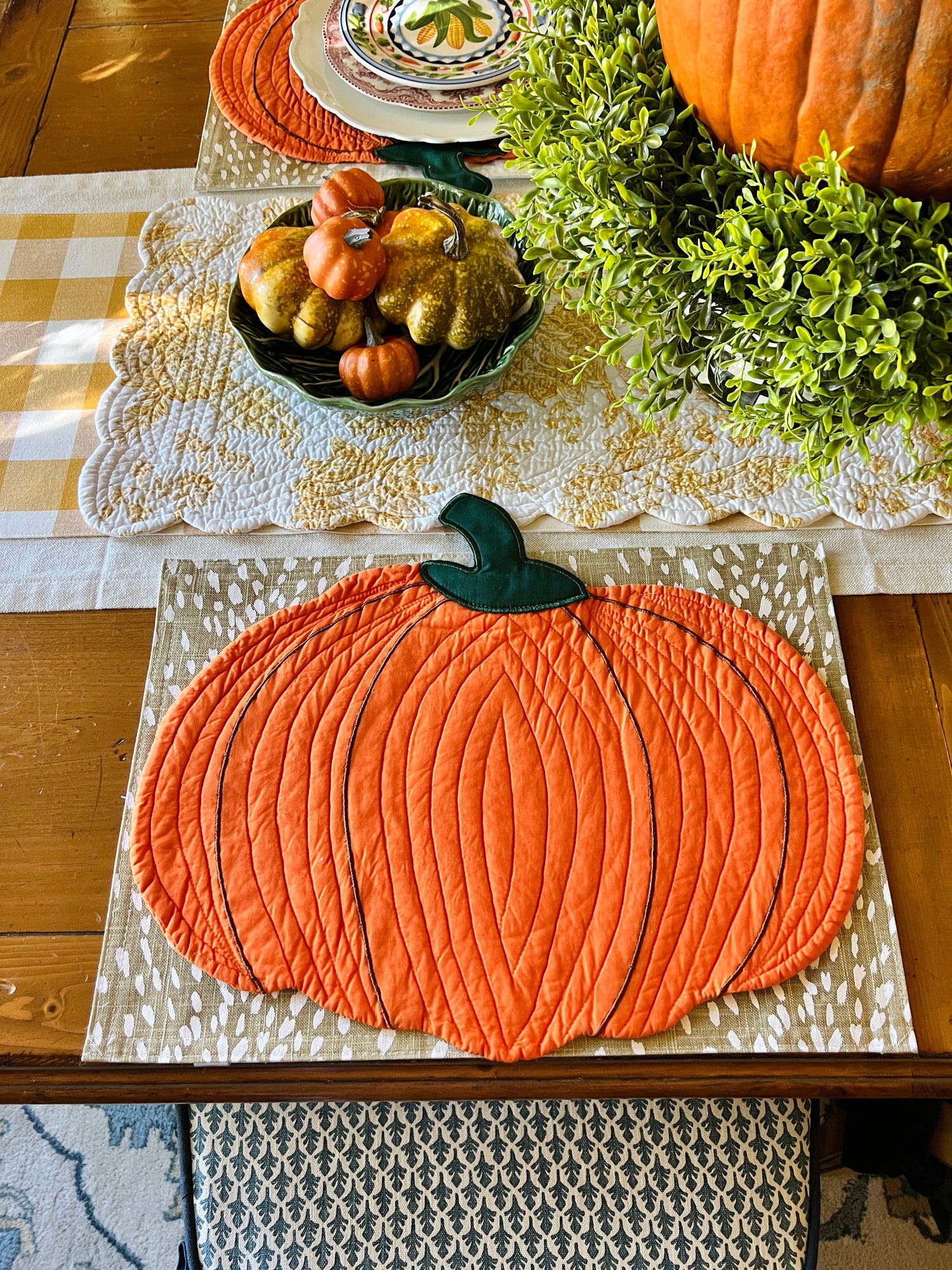 Fall quilted pumpkin placemat (single)