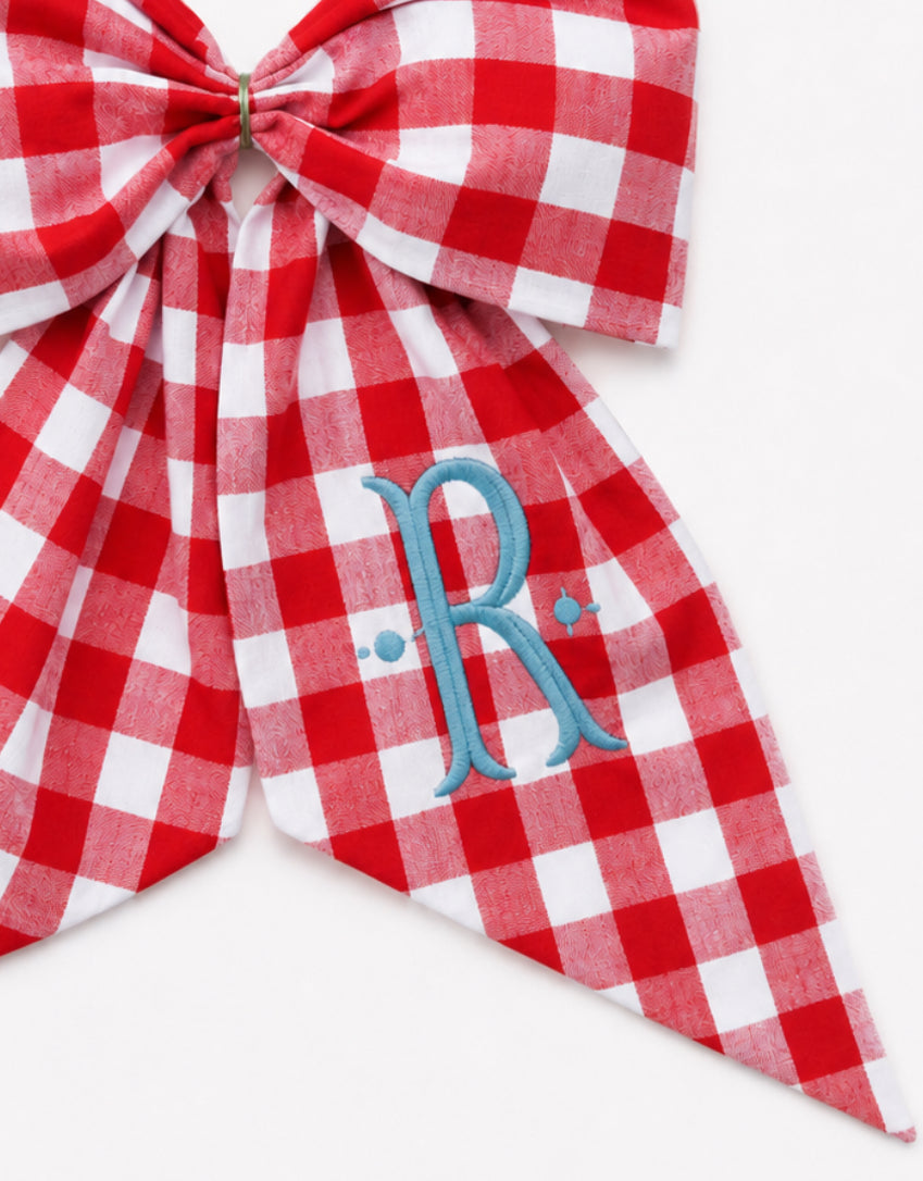 Red buffalo check wreath sash