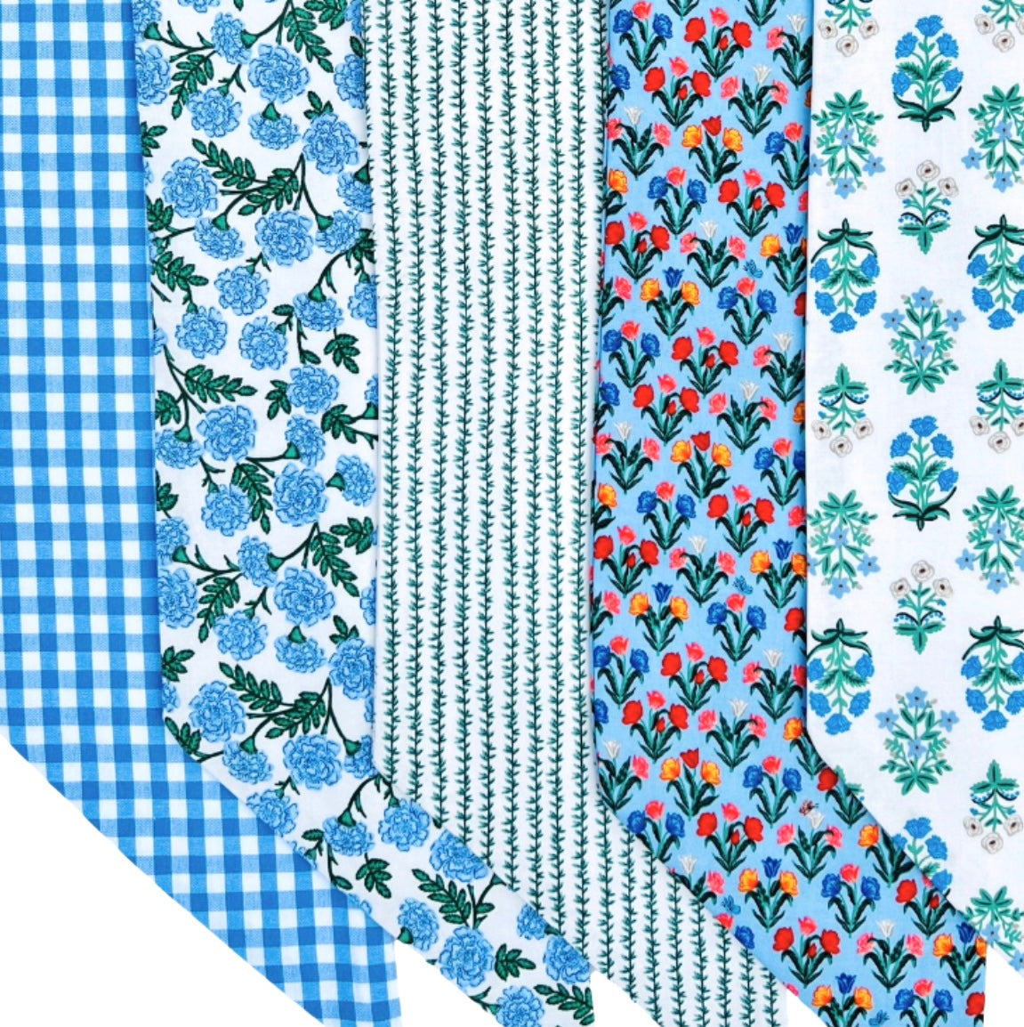 Blue tulip print signature wreath sash