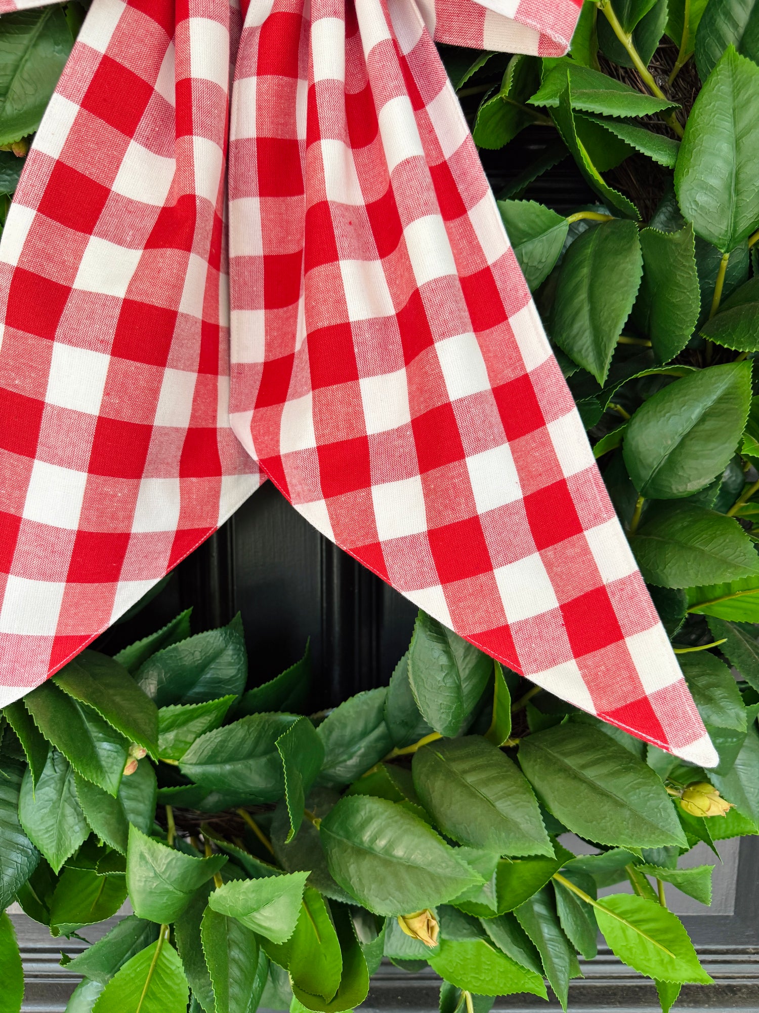 Red buffalo check wreath sash