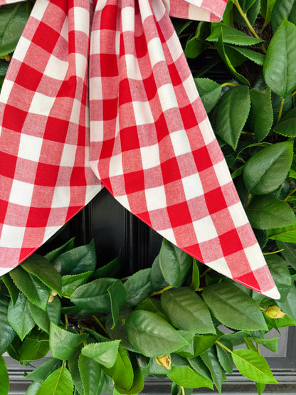 Red buffalo check wreath sash