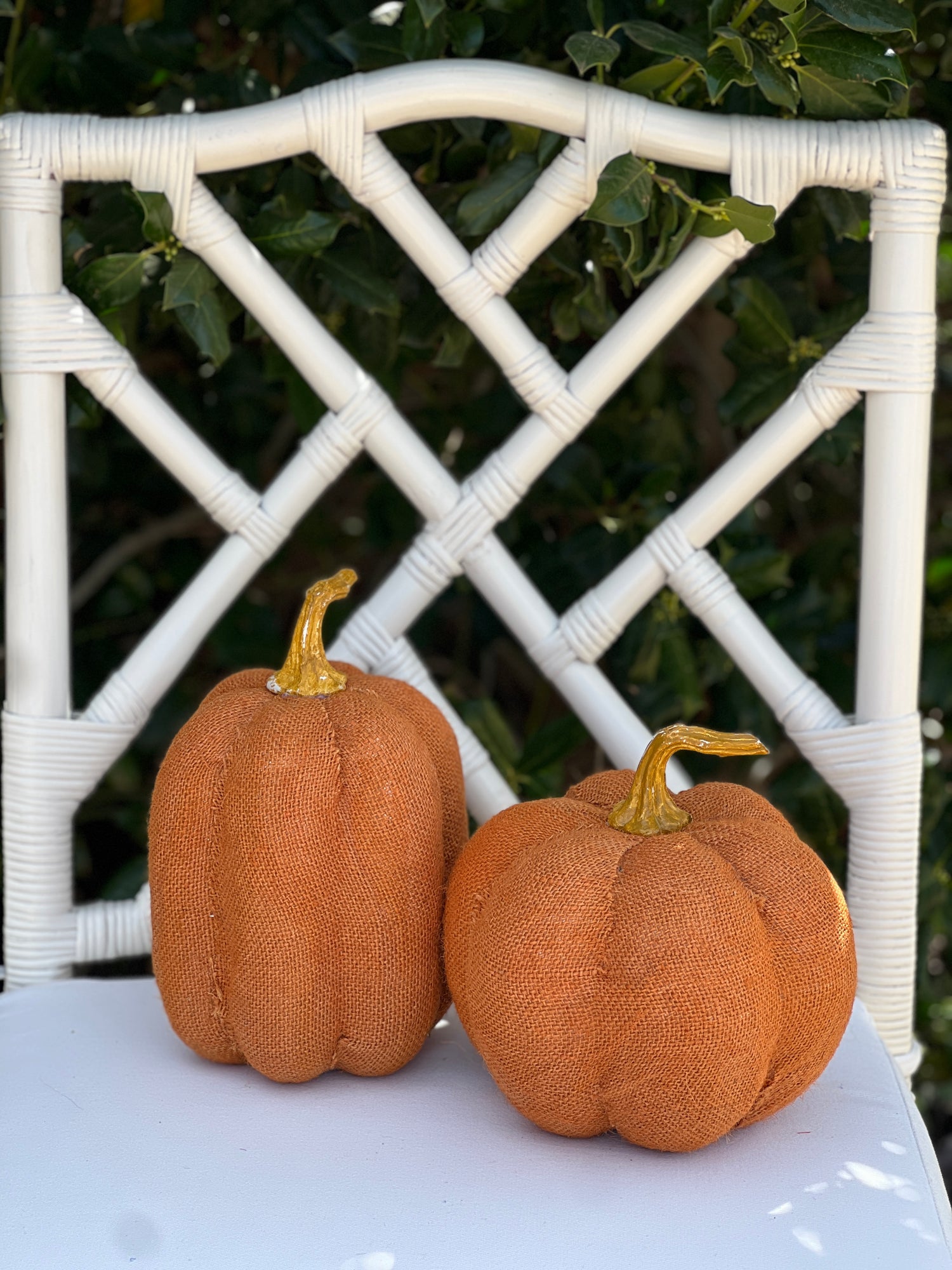 Orange burlap pumpkin set