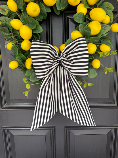 Black and white stripe signature wreath sash monogram available