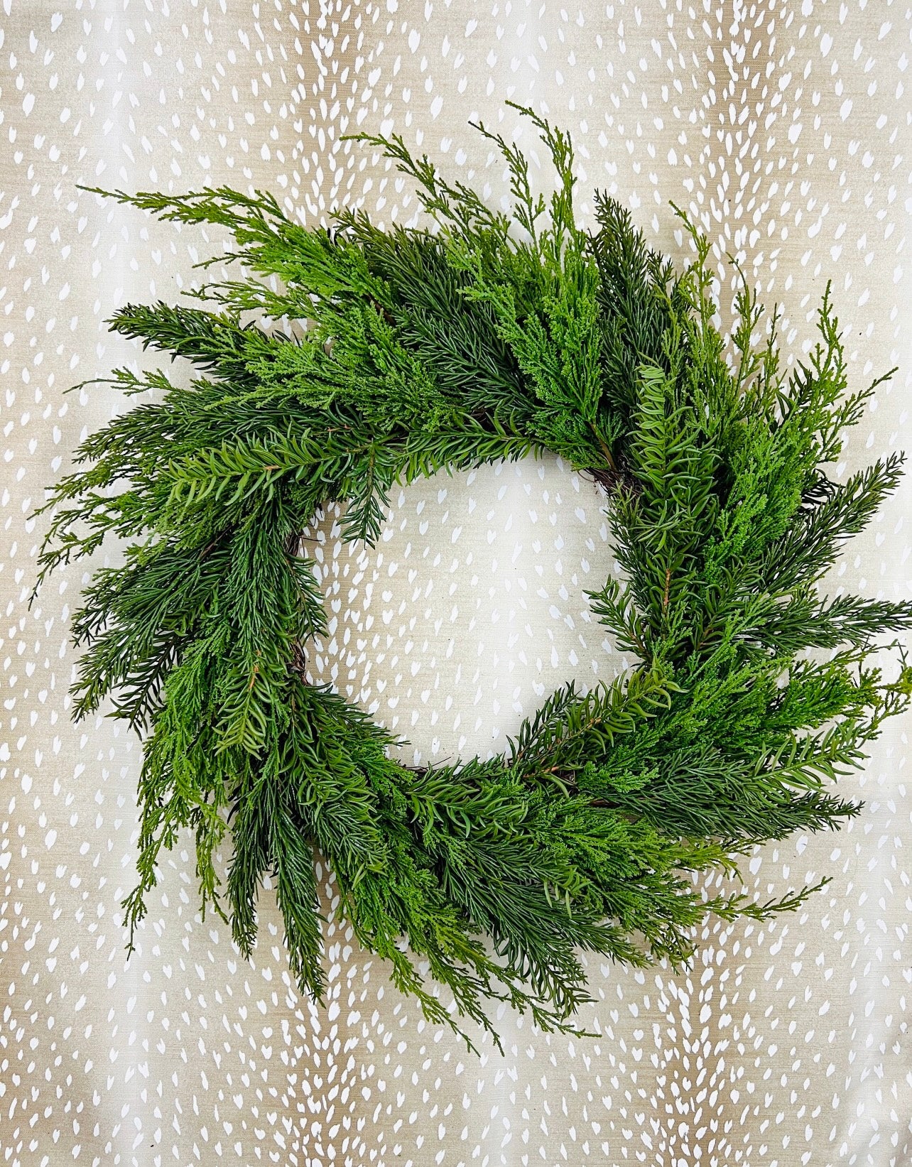 Oversized faux cedar real touch wreath