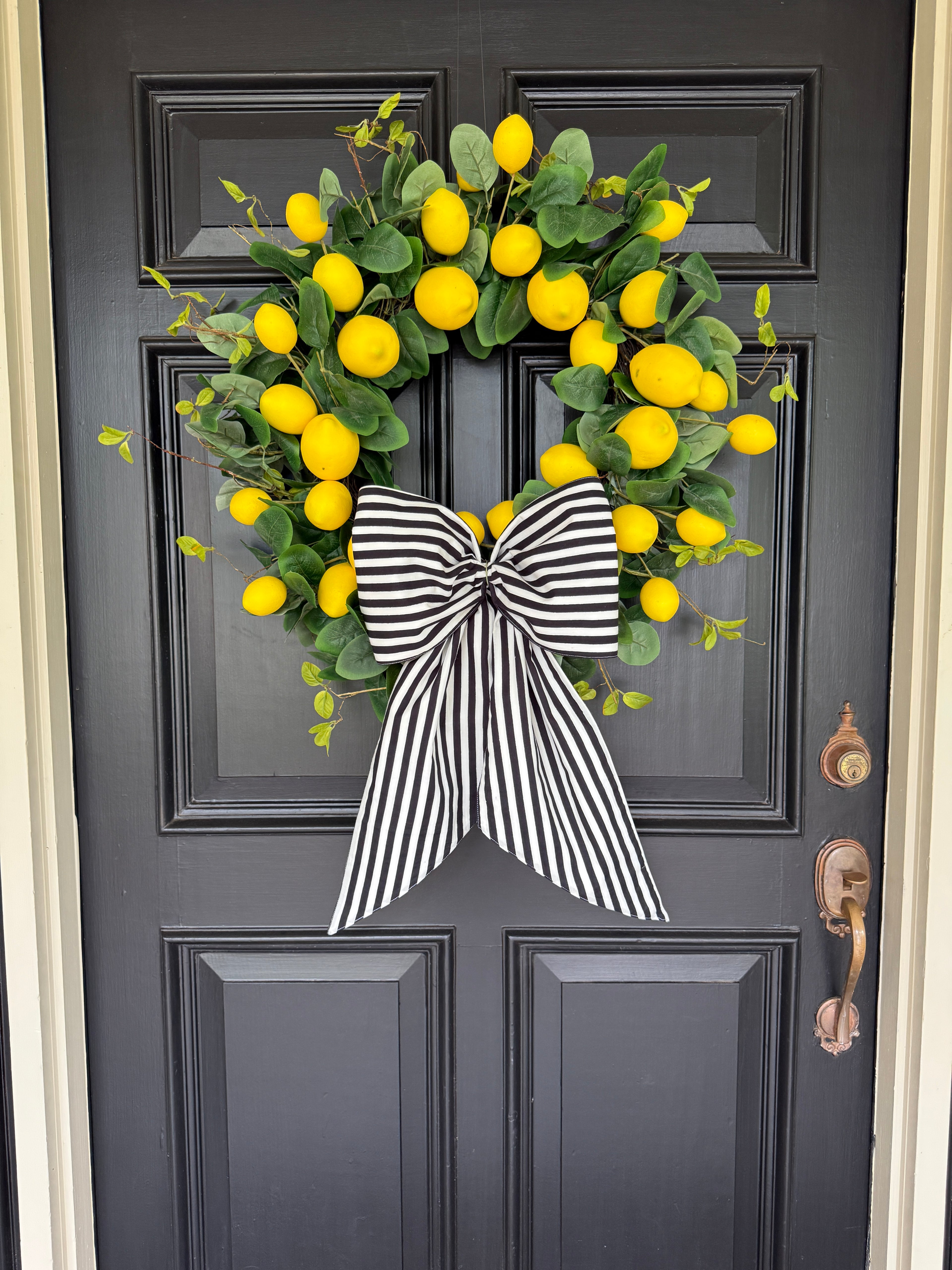Black and white stripe signature wreath sash monogram available