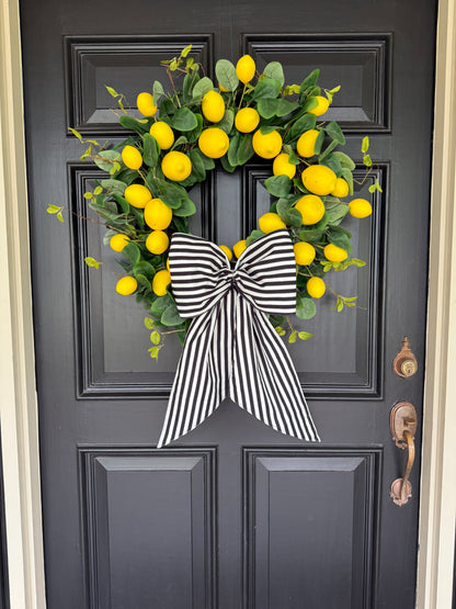Black and white stripe signature wreath sash monogram available