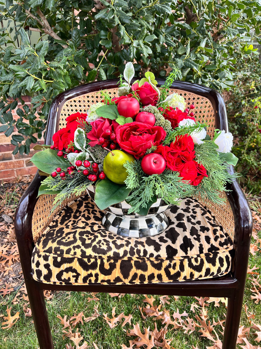 The holiday red big bowl drop-in flower arrangement (bowl not included)