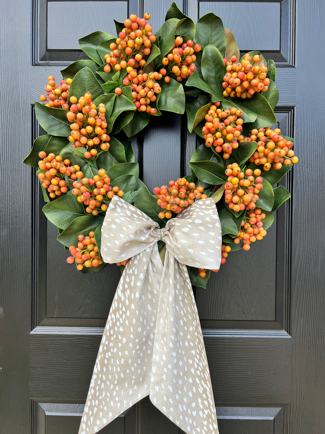 Fall berry and magnolia wreath