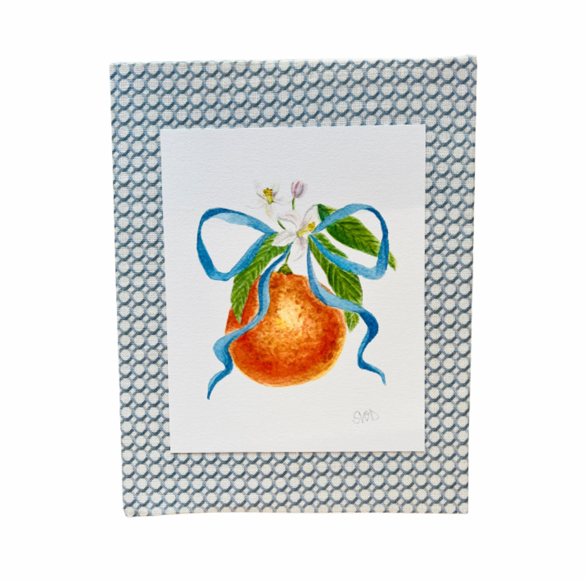 Sarah Drayton fruit art prints with fabric covered mat