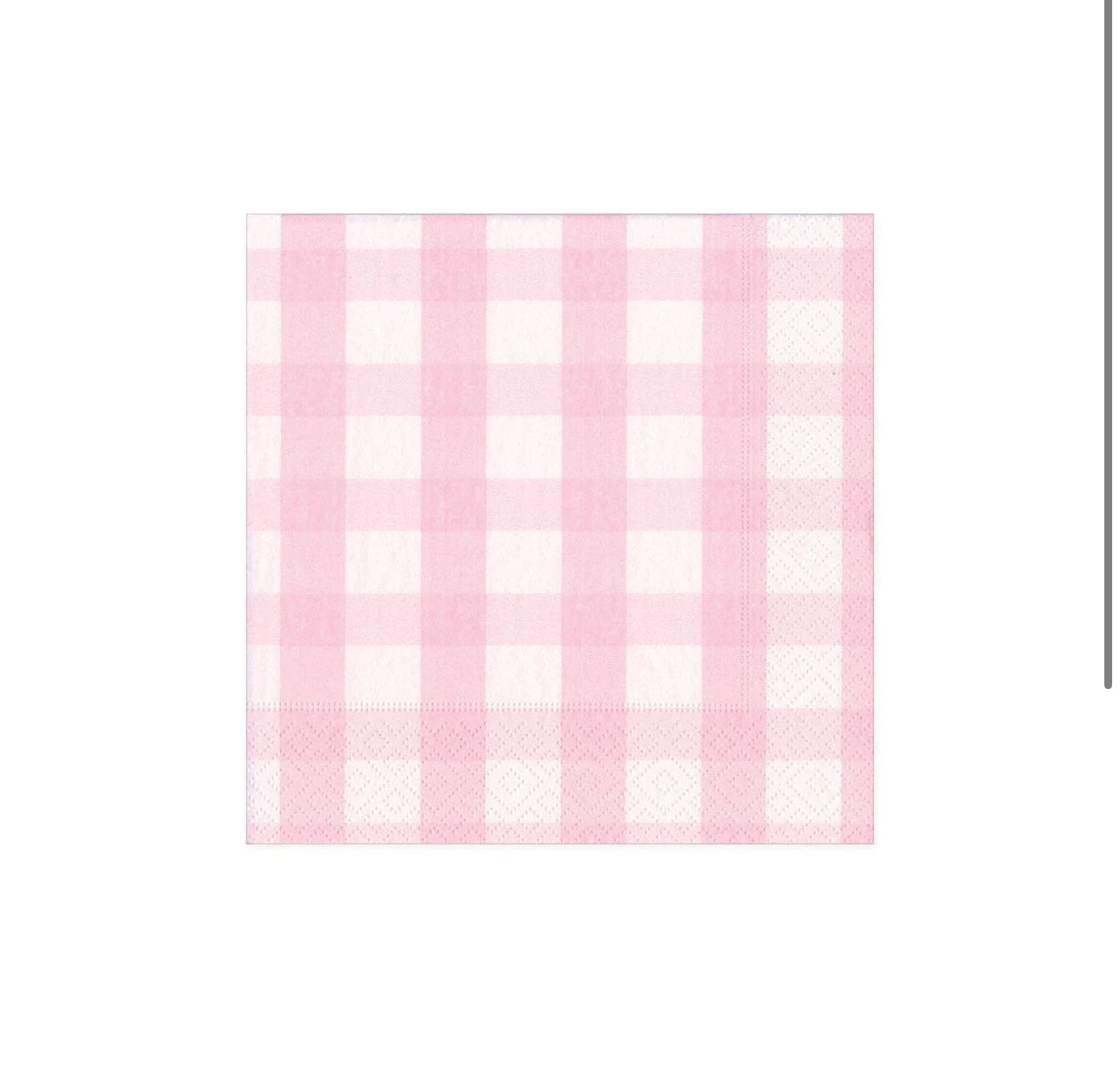 Caspari pink gingham cocktail napkins