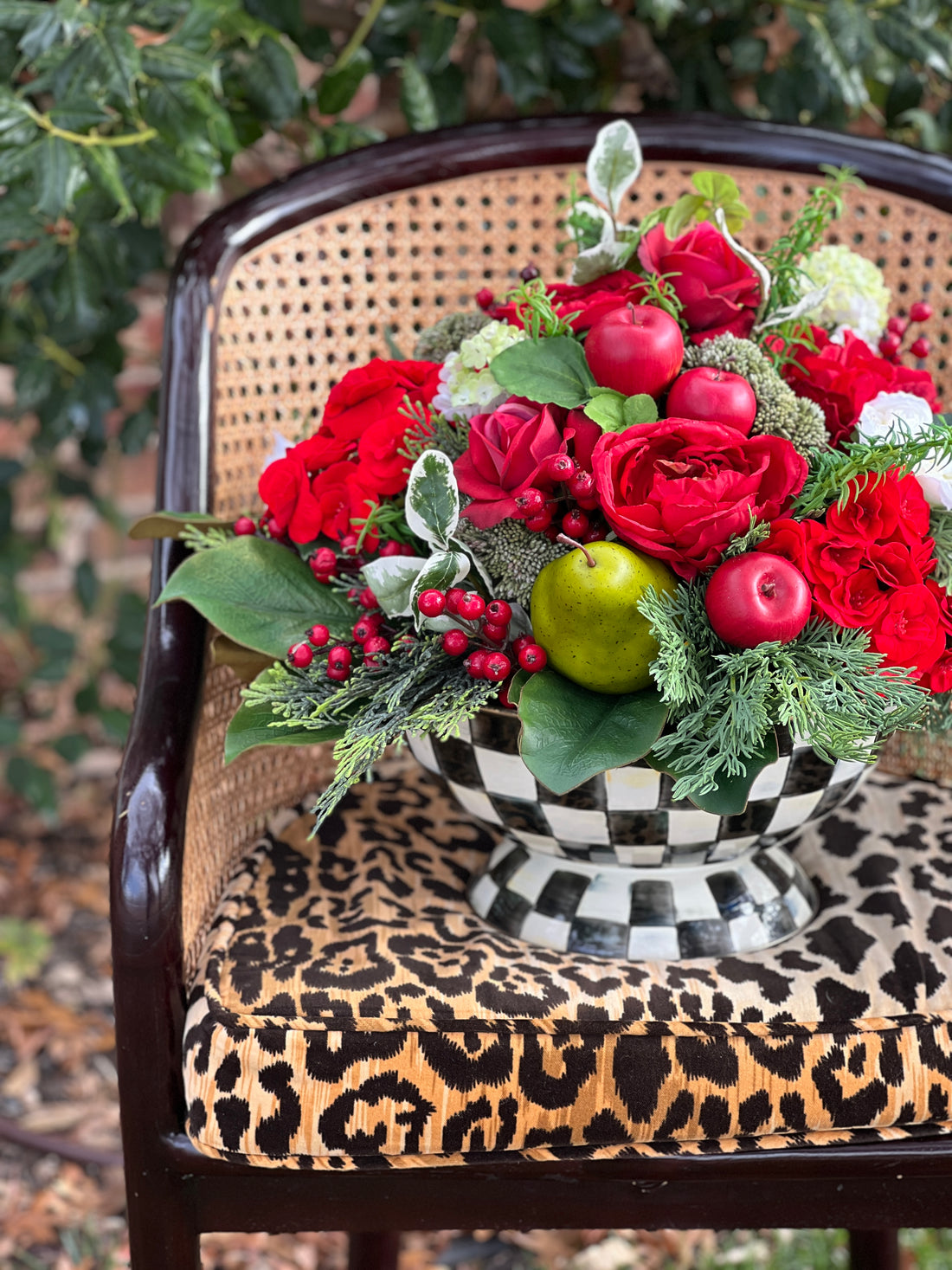 The holiday red big bowl drop-in flower arrangement (bowl not included)