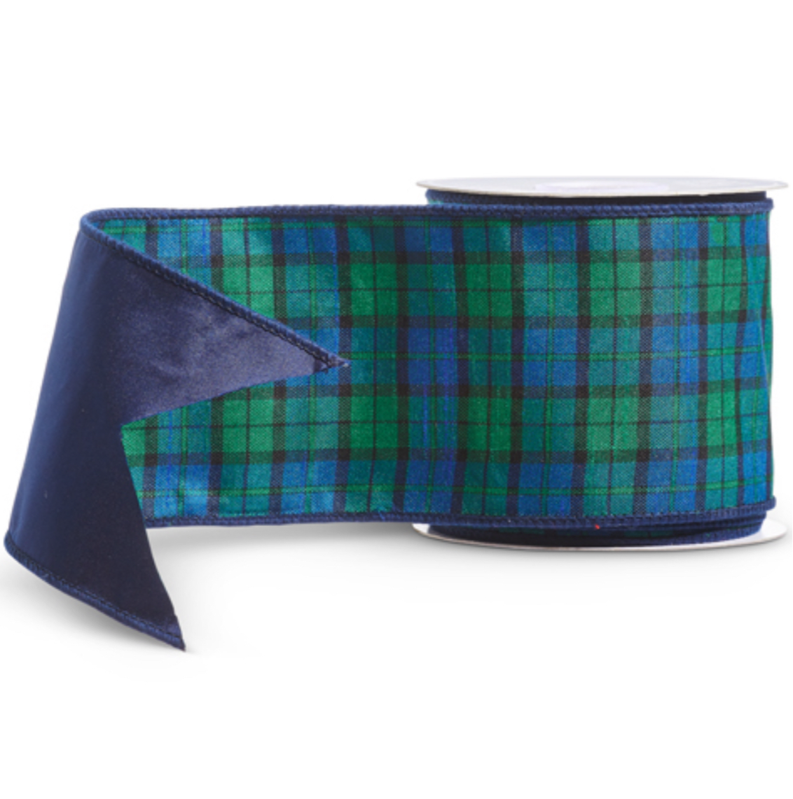 Blackwatch blue and green plaid ribbon