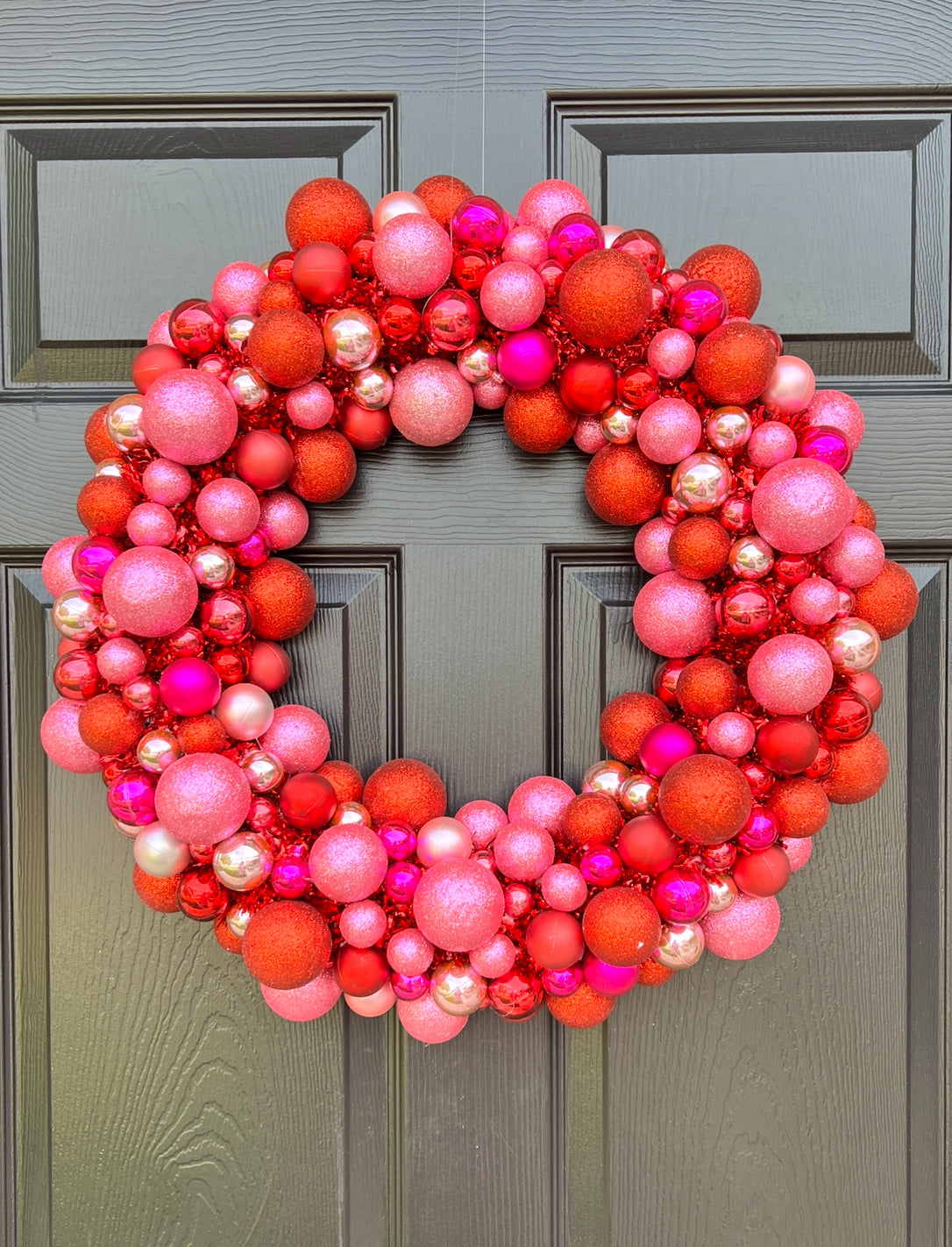 Pink and red ornament wreath