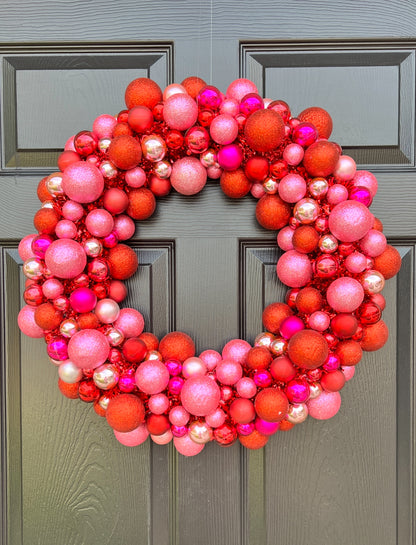 Pink and red ornament wreath