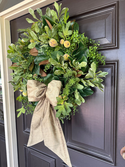 Fig and mixed greens wreath