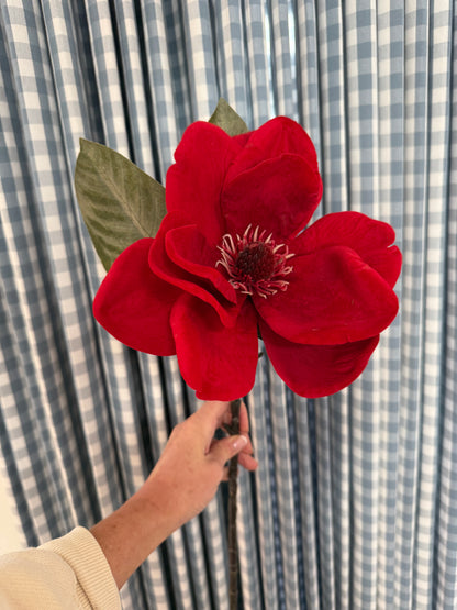 Red velvet magnolia stem