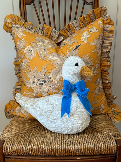 Hand hooked goose pillow
