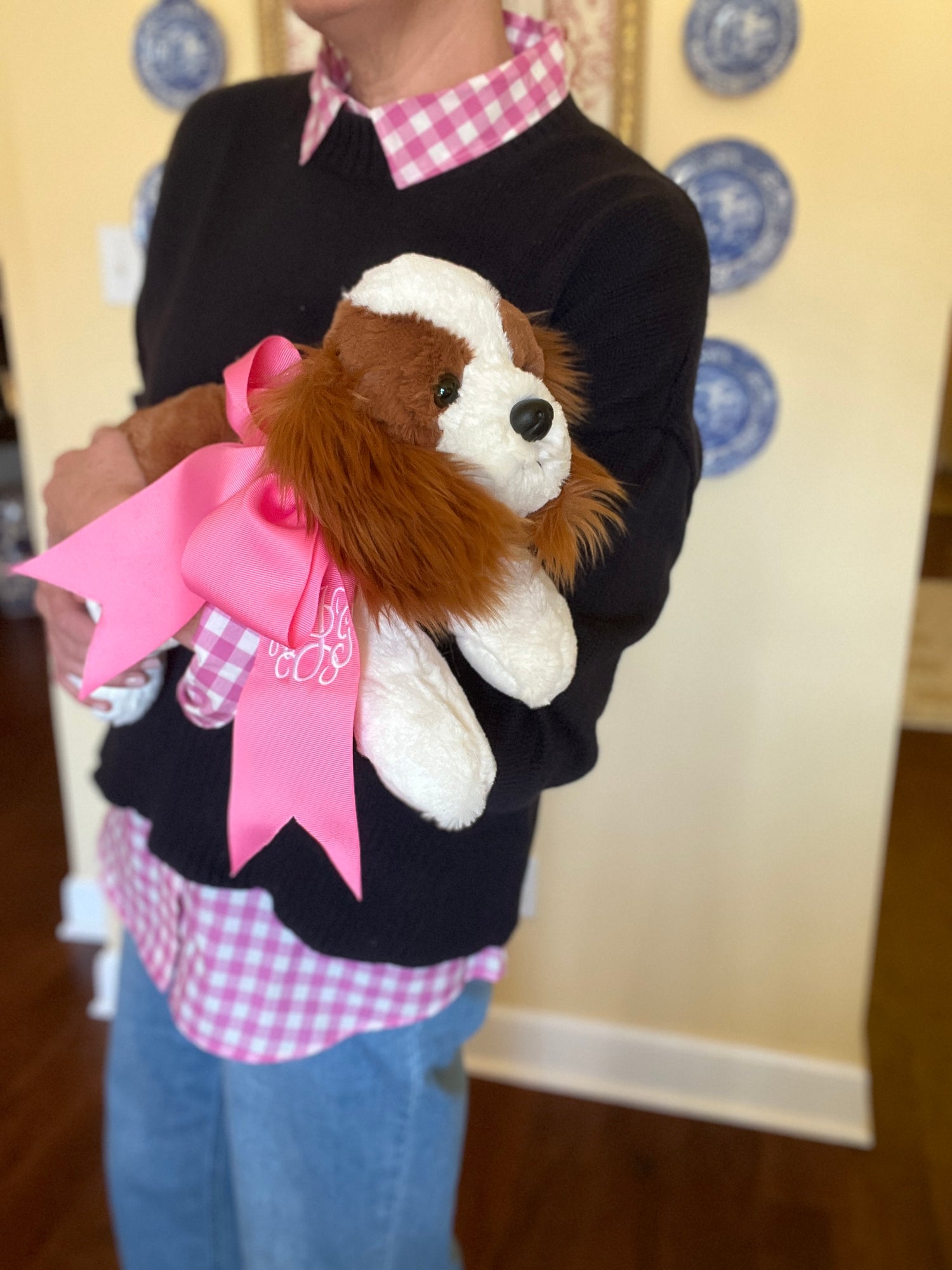 Charlie large plush King Charles Cavalier Spaniel, optional ribbon and monogram available!