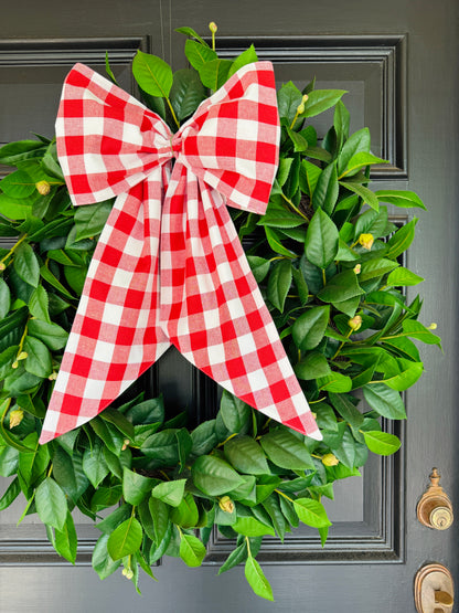 Red buffalo check wreath sash