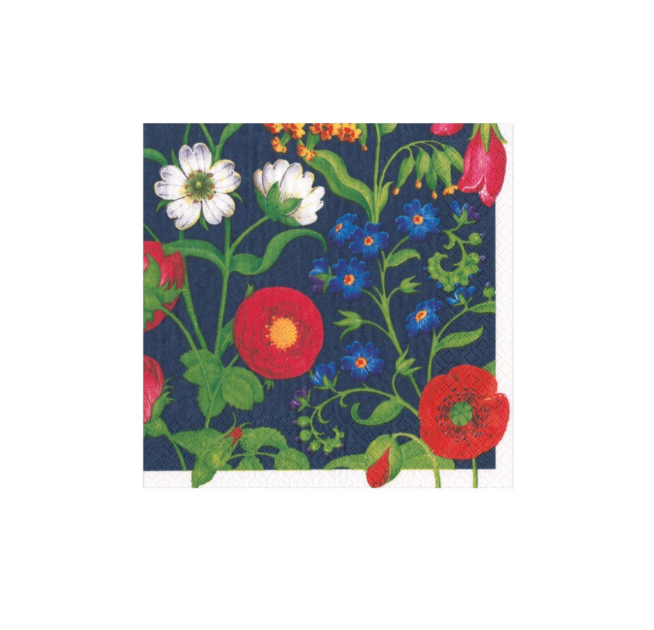 Caspari navy and red floral print cocktail napkins