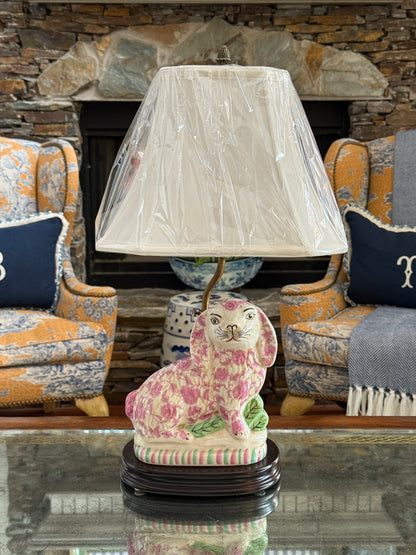 Staffordshire bunny lamp pink